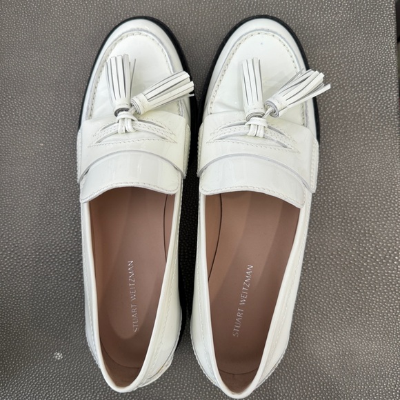 NEW Stuart Weitzman | Adrina White Patent Loafers - Picture 7 of 7